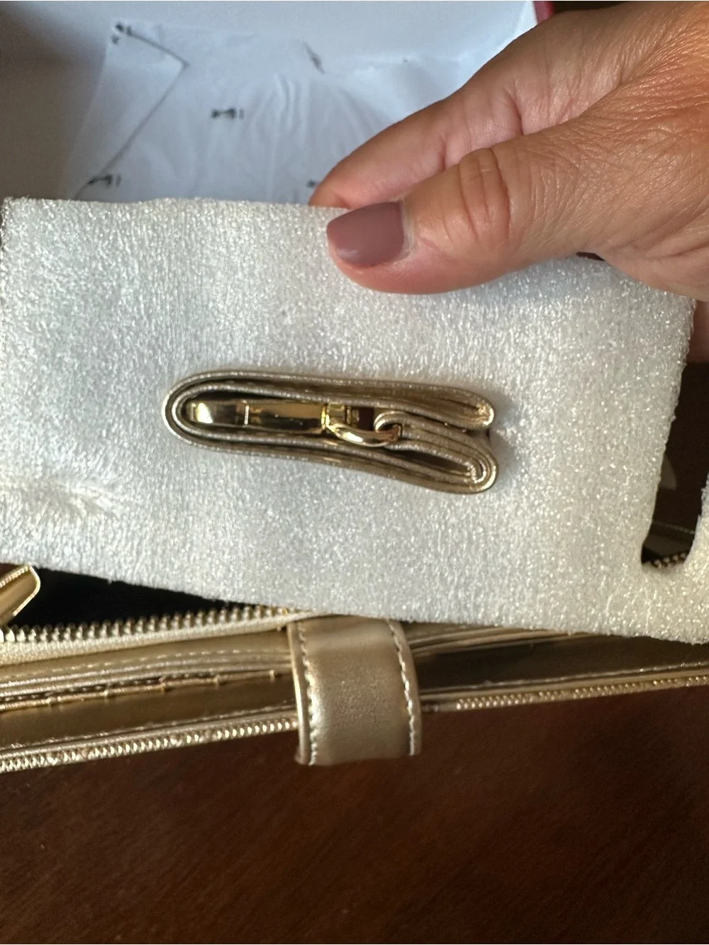 FOXER Gold Quilted Wallet Clutch - Elegant Metallic Finish